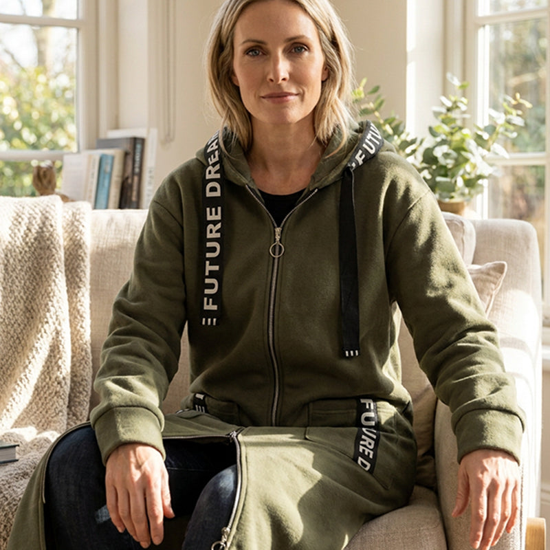 Abrigo sudadera Alba oversize con capucha en verde