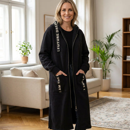 Abrigo sudadera Alba oversize con capucha en negro - vista 2
