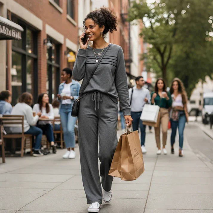 Lorena | Conjunto de jersey y pantalón ancho de punto