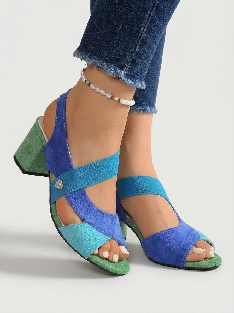 Bella | Sandalias de tacón bajo con plantilla acolchada y cierre regulable
