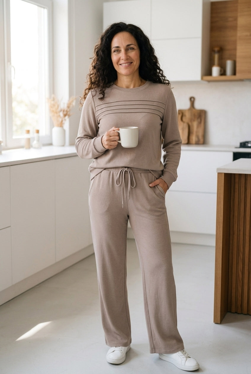 Lorena conjunto de punto beige