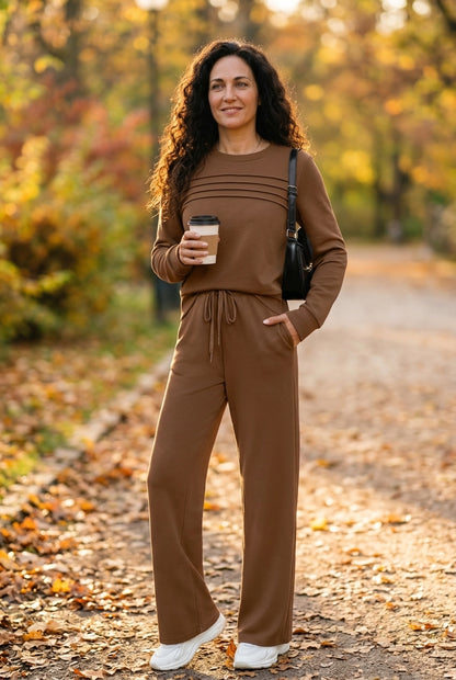 Lorena conjunto de punto marrón café