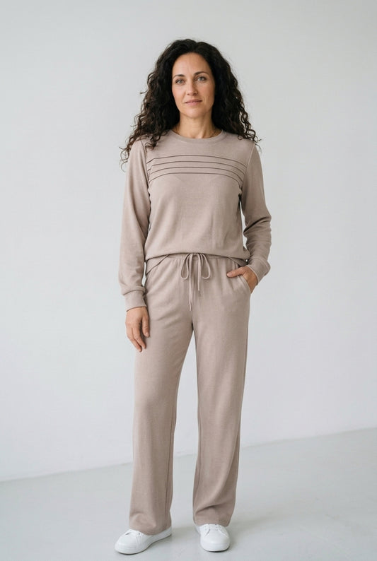 Lorena conjunto de punto beige