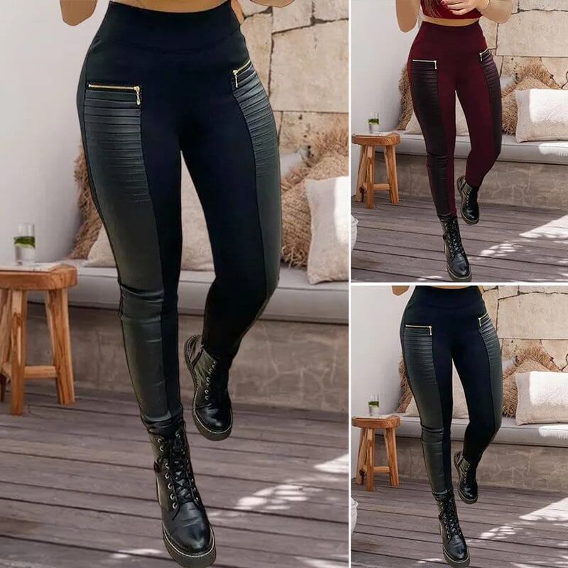 Pantalón efecto piel con cremalleras Bianca - vista 3
