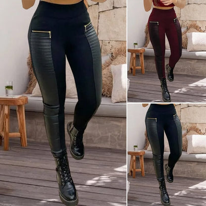 Pantalón efecto piel con cremalleras Bianca - vista 3