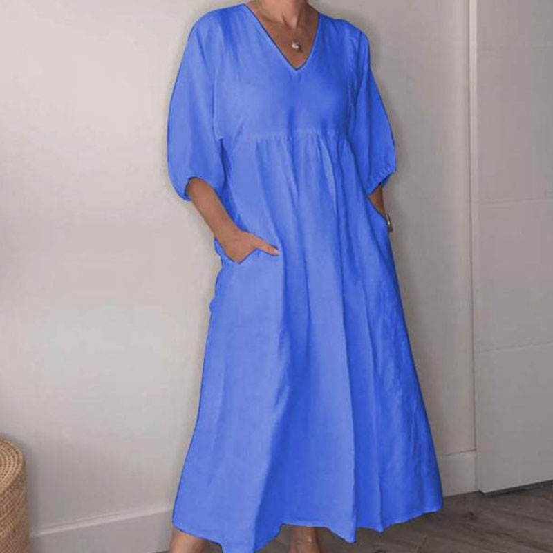 Vestido largo holgado de cuello en V Livia - vista 3