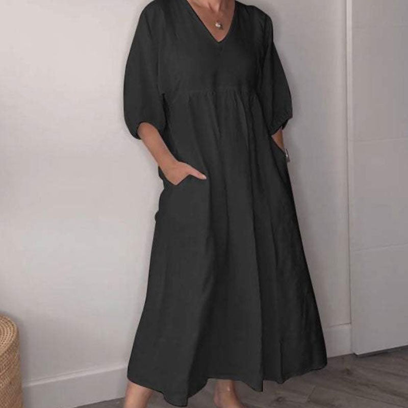 Vestido largo holgado de cuello en V Livia - vista 2