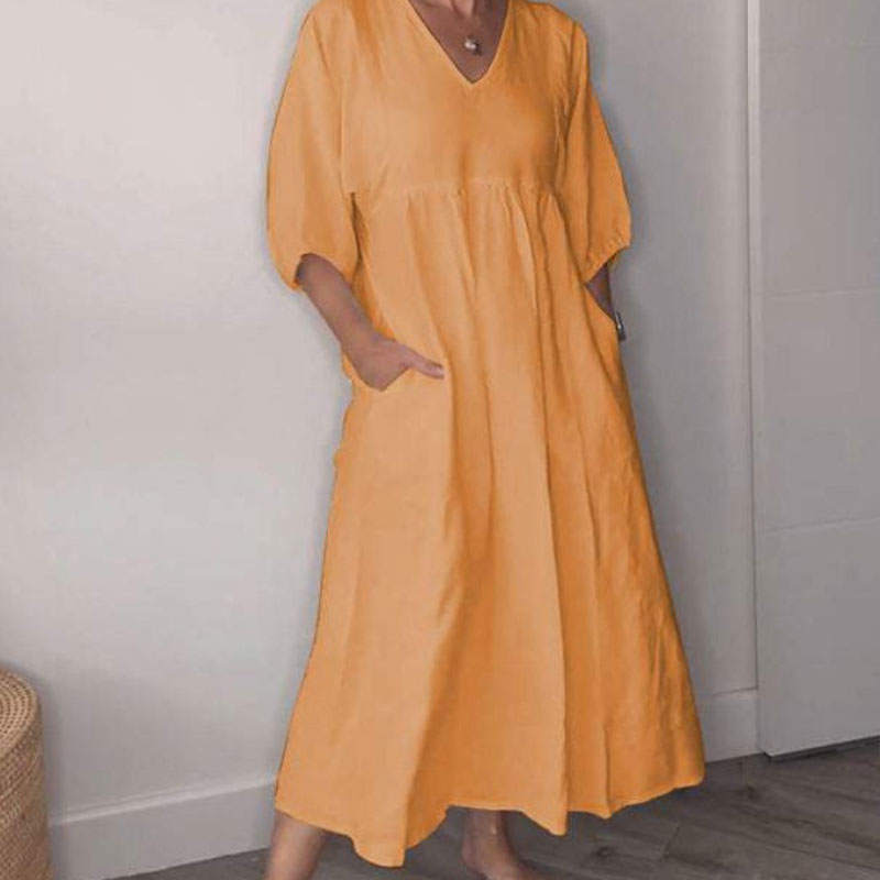 Vestido largo holgado de cuello en V Livia - vista 4