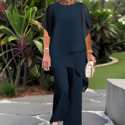 Conjunto de top asimétrico y pantalón ancho Carmen