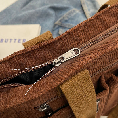 Bruna bolso de pana, detalle de cremallera y textura de pana