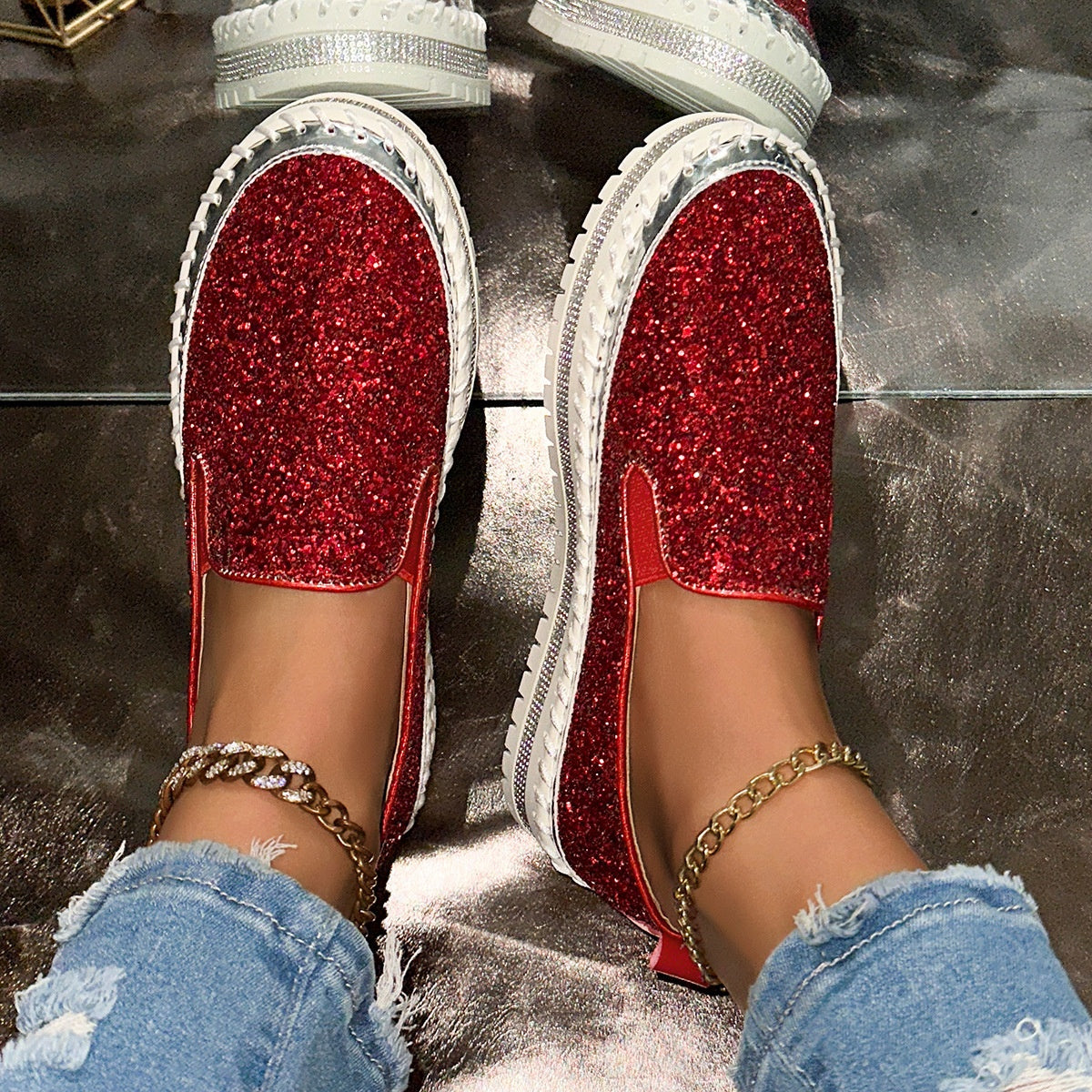 Mocasines con brillantes y plataforma Estela - vista 4