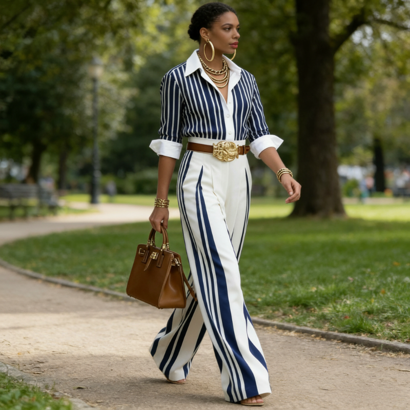 Conjunto de camisa y pantalón de rayas Elisa - vista 3
