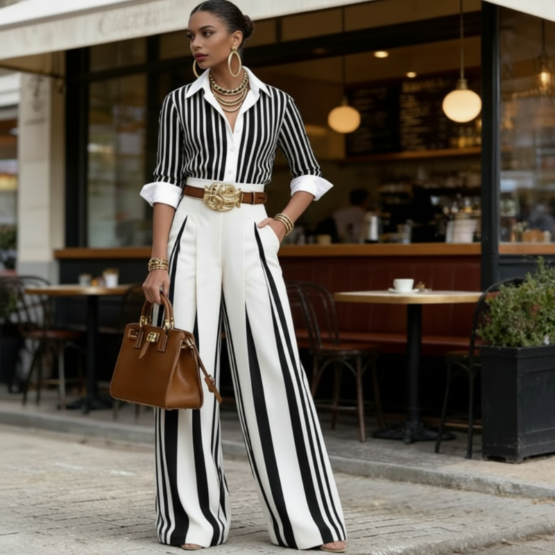 Conjunto de camisa y pantalón de rayas Elisa - vista 2