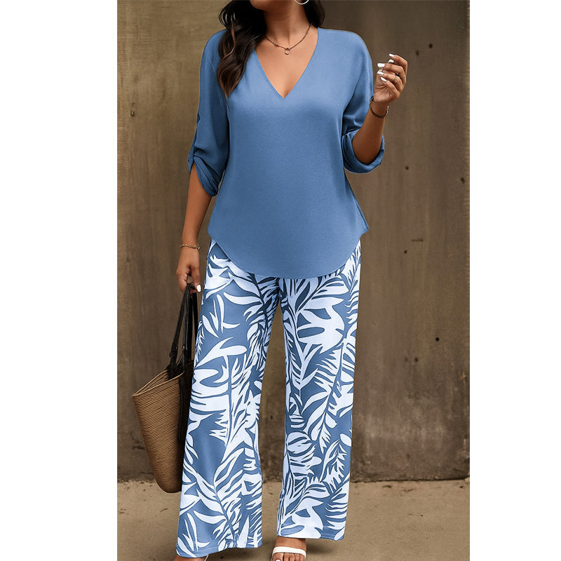 Conjunto de blusa y pantalón estampado Alma