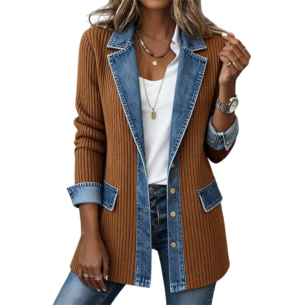 Chaqueta Nora de punto acanalado con detalles vaqueros - vista 11