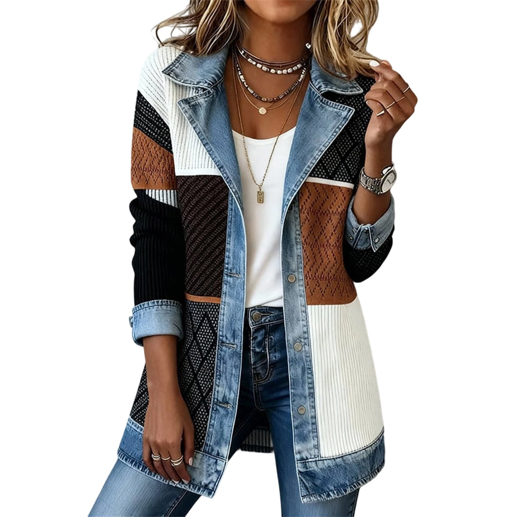 Chaqueta Nora de punto acanalado con detalles vaqueros - vista 12