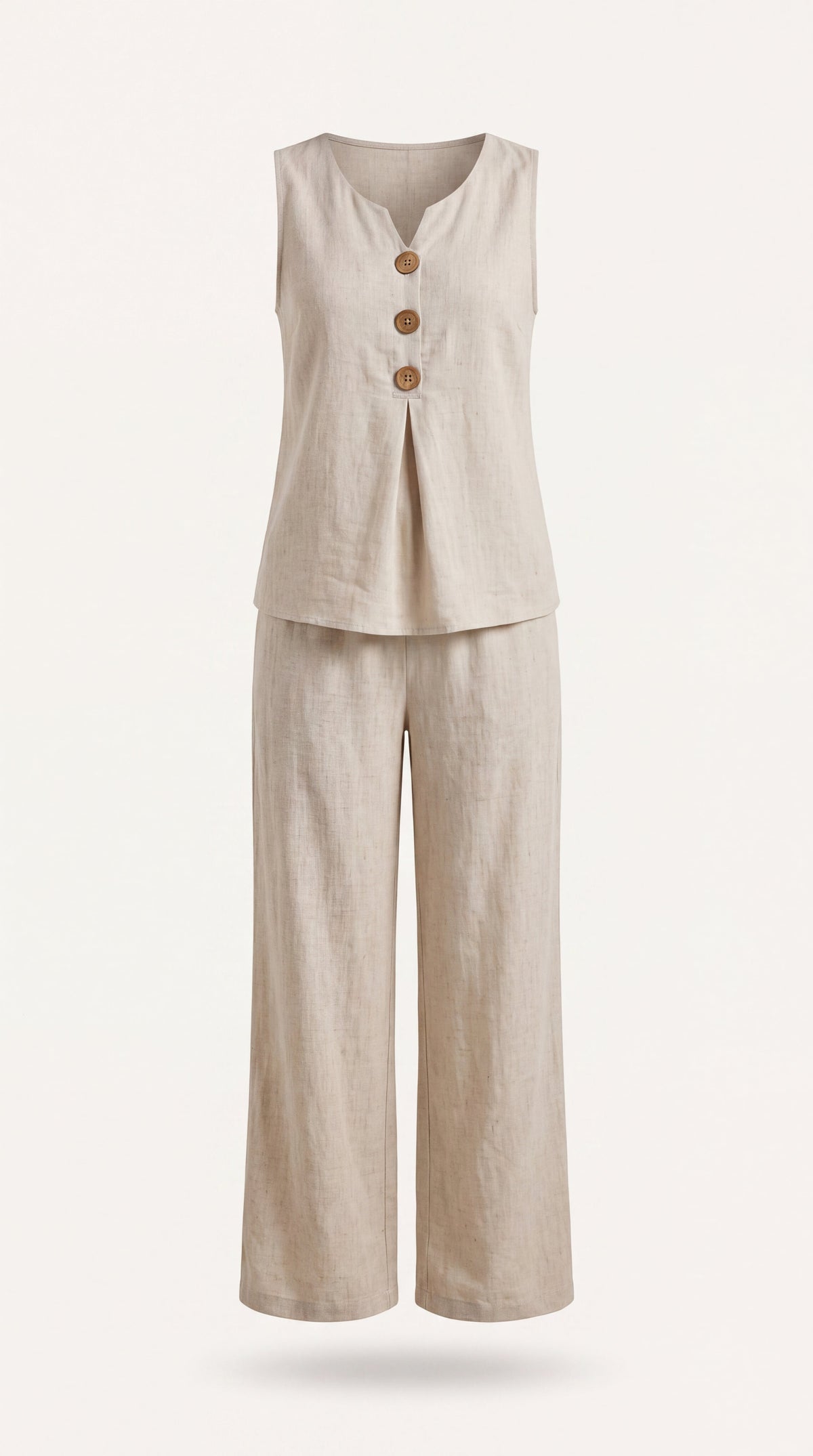 Conjunto de dos piezas con top escote en V y pantalón de pierna ancha