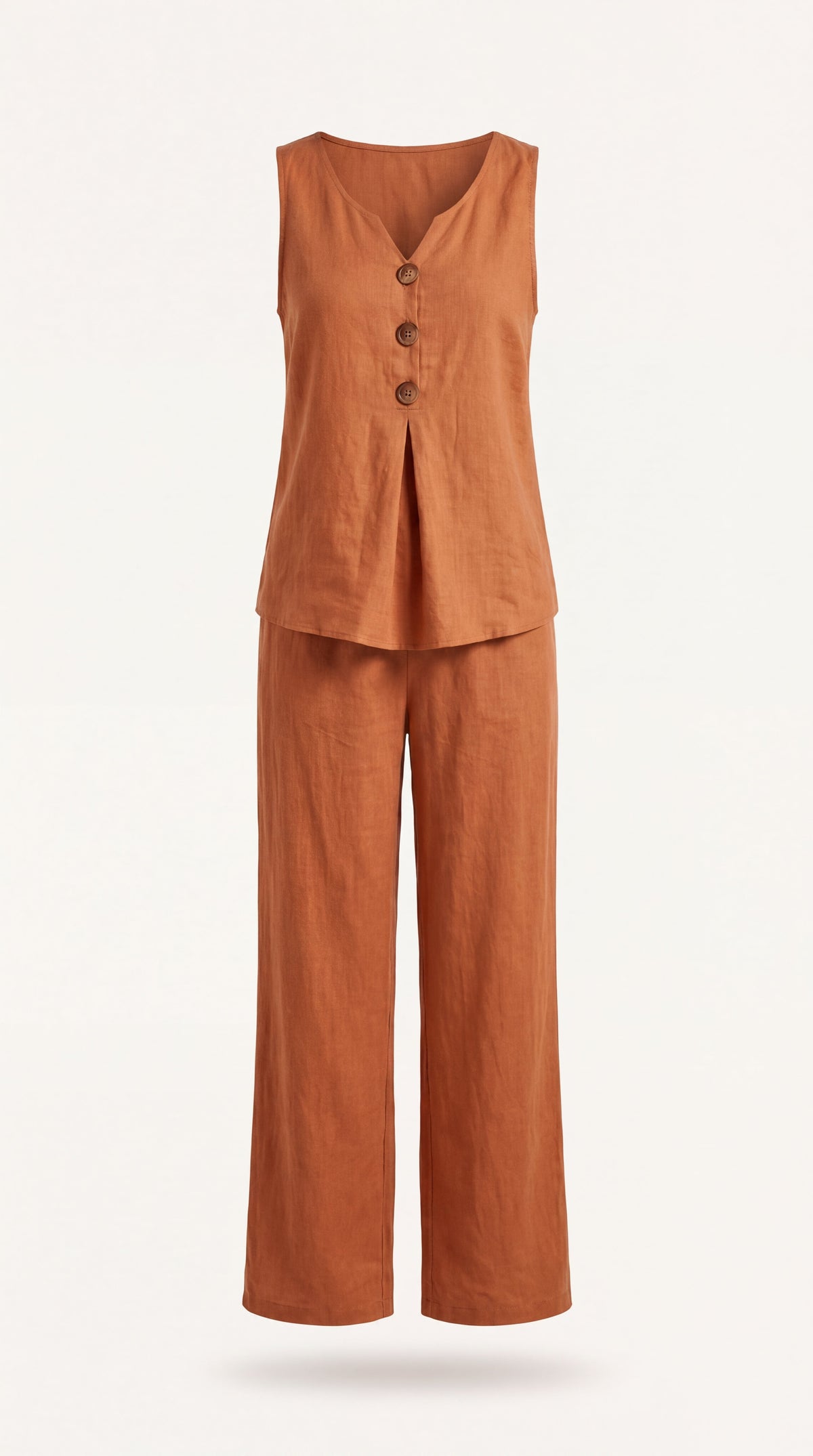 Conjunto de dos piezas con top escote en V y pantalón de pierna ancha