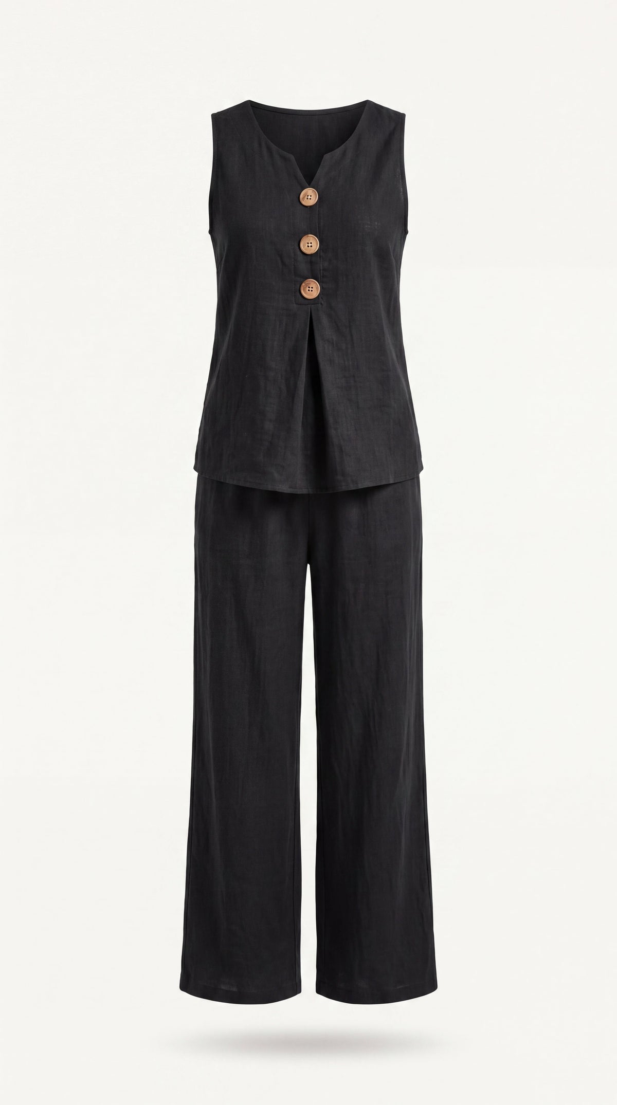 Conjunto de dos piezas con top escote en V y pantalón de pierna ancha