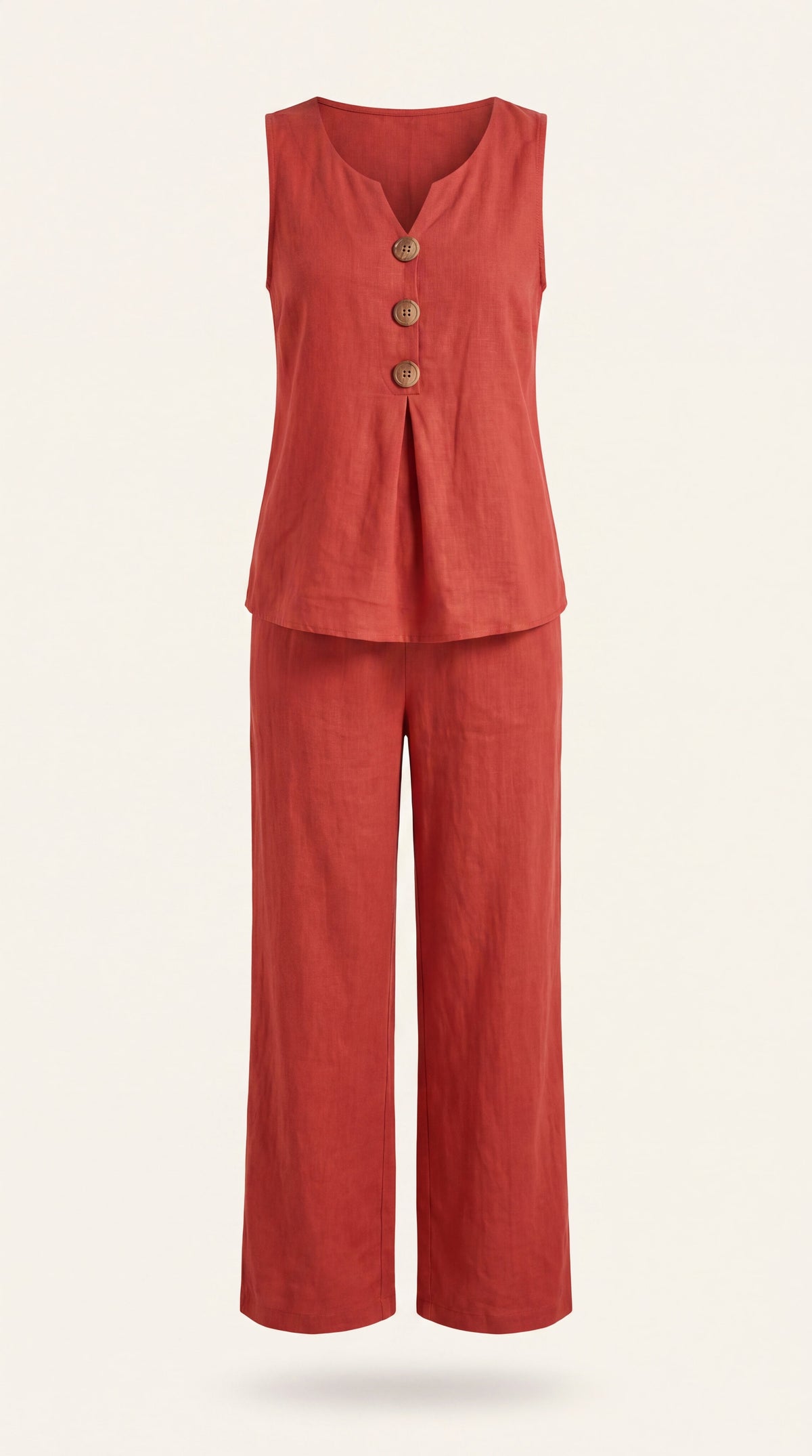 Conjunto de dos piezas con top escote en V y pantalón de pierna ancha