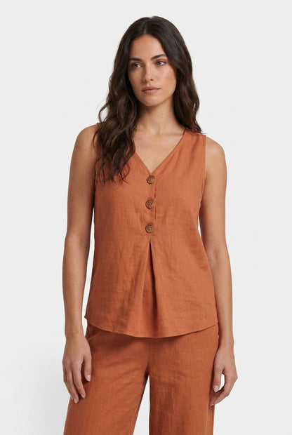 Lucía conjunto top y pantalón ancho terracota