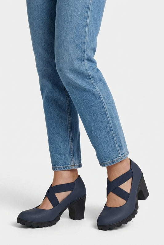 Mia zapatos Mary Jane azul marino tacón ancho