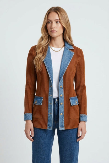 Nora chaqueta de punto con detalles vaqueros